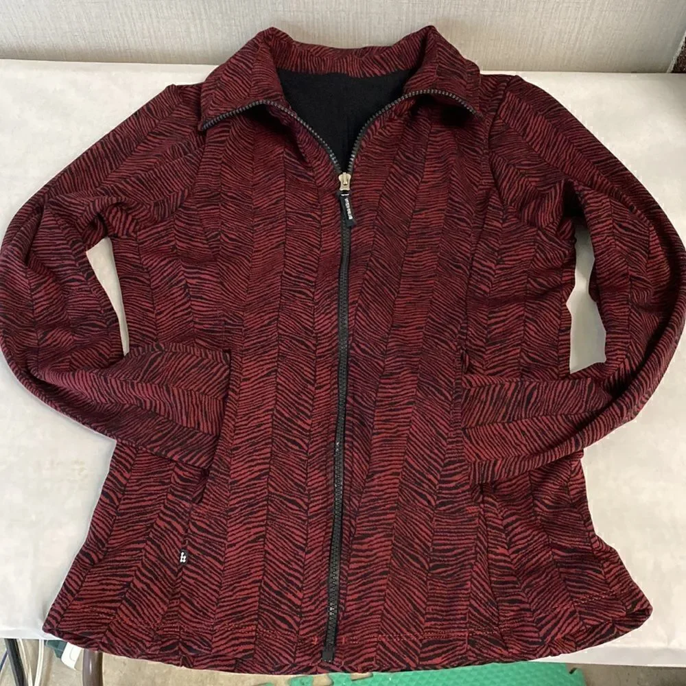 BrasilSul Athletic Jacket Sz Small Dark Red Black Zip Front